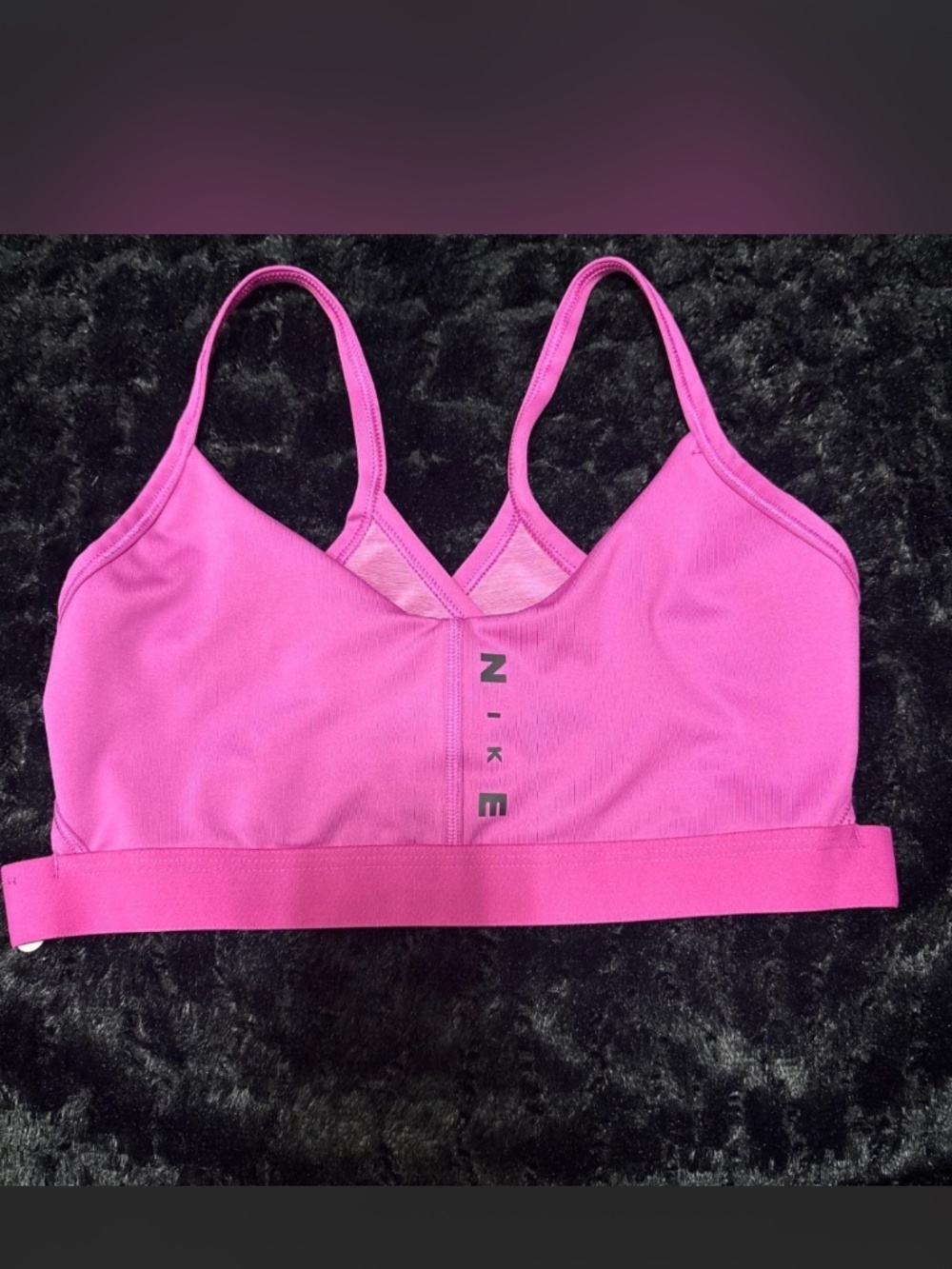 Nike Indy Light Support Sports Bra Pink V-Neck Graphic Size Medium